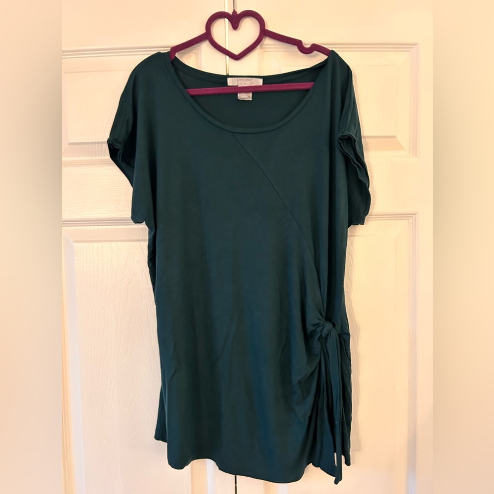Women’s teal short sleeve top with side tie by LASCANA Venus, fl